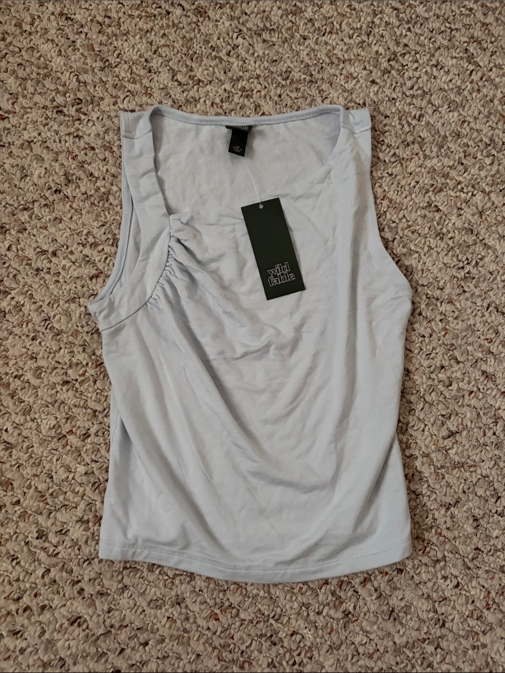 wild fable Pale Blue Sleeveless Scoop Neck Tank with Gathered Shoulder